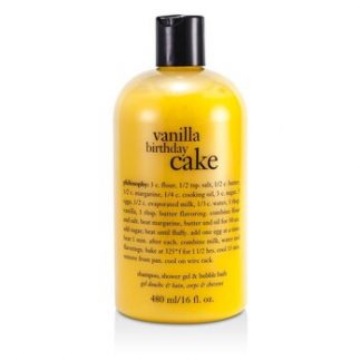 Philosophy Vanilla Birthday Cake Shampoo, Shower Gel & Bubble Bath  480ml/16oz