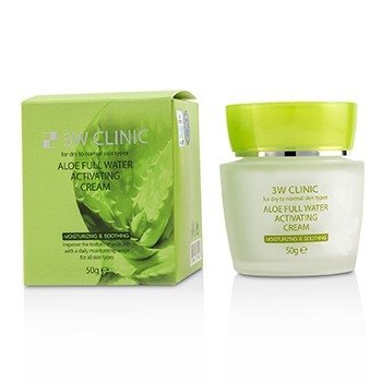 3W Clinic Aloe Full Water Activating Cream - For Dry to Normal Skin Types  50g/1.7oz