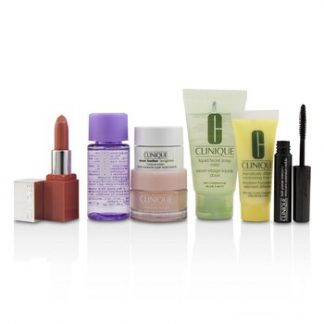 Clinique Travel Set: M/U Remover 30ml+Facial Soup 30ml+Moisture Surge 15ml+DDML 15ml+Moisture Cream 7ml+Mascara 2.5ml+Lip Color 2.3g  7pcs