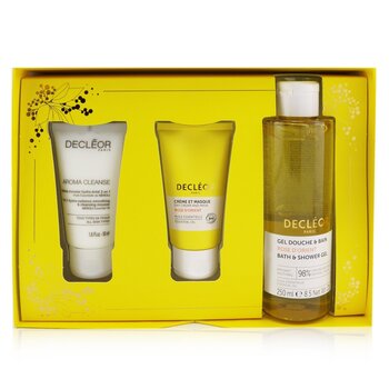 Decleor Infinite Soothing Rose Damascena Skincare Set: Aroma Cleanse Cleansing Mousse+ Day Cream & Mask+ Bath & Shower Gel  3pcs