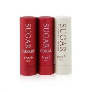 Fresh Sugar Lip Treatment Trio Set: 1x Sugar Lip Treatment Advanced Therapy - 2.2g/0.07oz + 2x Mini Sugar Lip Treatment SPF 15 (#Coral + #Cherry)  3x2.2g/0.07oz