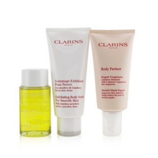 Clarins A Beautiful Pregnancy Set: Body Partner 175ml+ Exfoliating Body Scrub 200ml+ Body Treatment Oil-Tonic 100ml  3pcs