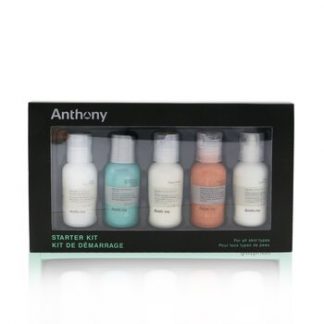 Anthony Starter Kit 5-Pieces Kit (For All Skin Types): Cleanser 30ml + Scrub 30ml + Moisturizer 30ml + Hair & Body Wash 30ml +  Shave Cream 30ml  5x30ml/1oz