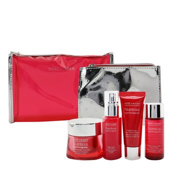 Estee Lauder Nutritious Super-Pomegranate Nourish All Night Set: Night Creme+ Milky Lotion+ Lotion Intense Moist+ Cleansing Form. Estee Lauder Nutritious Super-Pomegranate Nourish All Night Set: Night Creme+ Milky Lotion+ Lotion Intense Moist+ Cleansing Form.. 4pcs+2bags