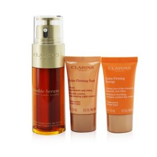 Clarins Double Serum & Extra-Firming Collection: Double Serum 50ml+ Energy Cream 15ml+ Night Cream 15ml+ Bag  3pcs+1bag