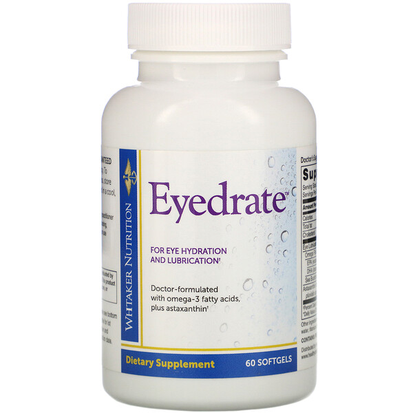 Whitaker Nutrition, Eyedrate, 60 Softgels 1 Whitaker Nutrition, Eyedrate, 60 Softgels