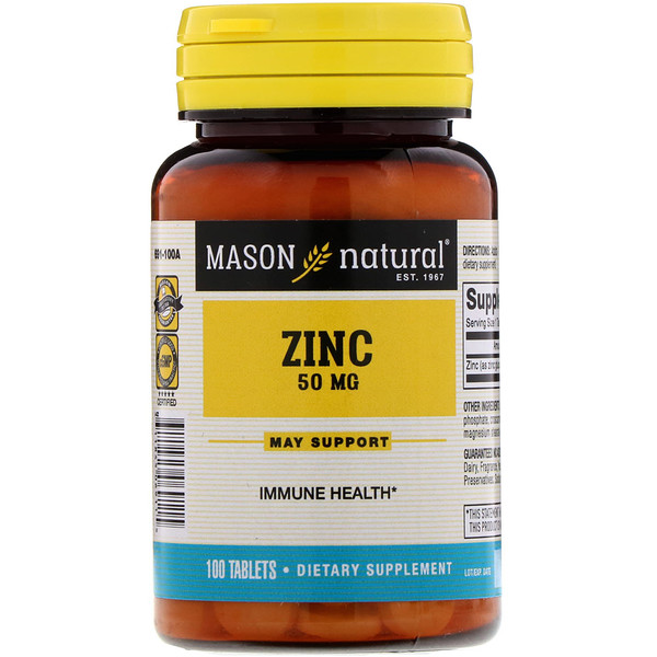Mason Natural, Zinc, 50 mg, 100 Tablets 1 Mason Natural, Zinc, 50 mg, 100 Tablets