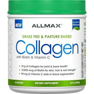 ALLMAX Nutrition, Grass Fed & Pasture Raised Collagen with 10,000 mcg Biotin + 90 mg Vitamin C, 15.5 oz (440 g)