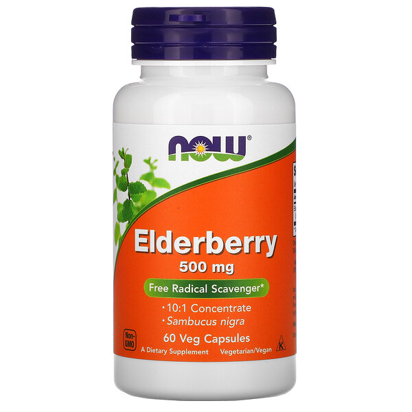 NOW Foods, Elderberry, 500 mg, 60 Veg Capsules 1 NOW Foods, Elderberry, 500 mg, 60 Veg Capsules