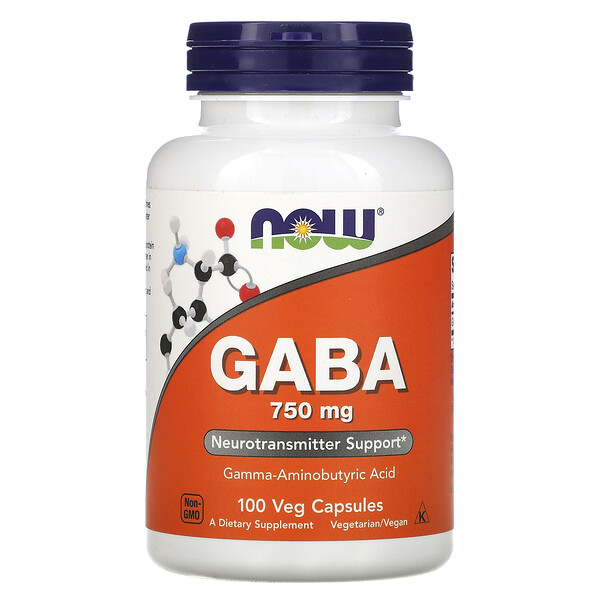 NOW Foods, GABA with Vitamin B-6, 750 mg, 100 Veg Capsules 1 NOW Foods, GABA with Vitamin B-6, 750 mg, 100 Veg Capsules