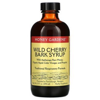 Honey Gardens, Wild Cherry Bark Syrup with Apitherapy Raw Honey, Organic Apple Cider Vinegar, and Propolis, 8 fl oz (240 ml)