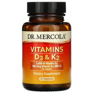 Dr. Mercola, Vitamins D3 & K2, 30 Capsules