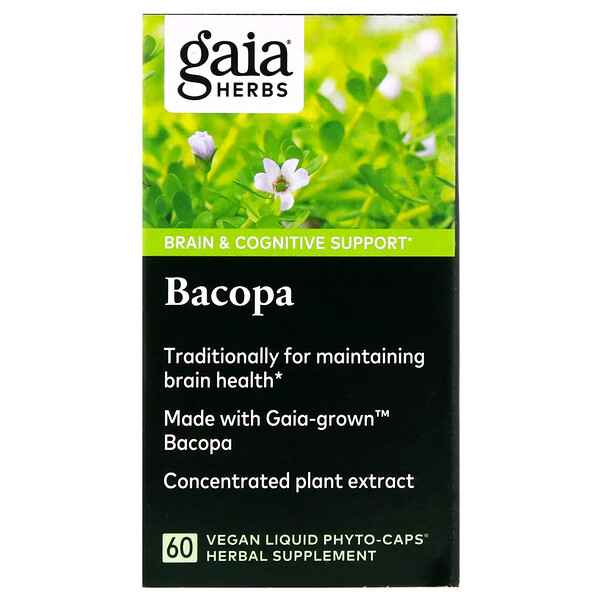 Gaia Herbs, Bacopa, 60 Vegan Liquid Phyto-Caps 1 Gaia Herbs, Bacopa, 60 Vegan Liquid Phyto-Caps