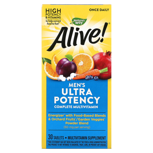 Nature's Way, Alive! Men's Ultra Potency Complete Multivitamin, 30 Tablets 1 Nature's Way, Alive! Men's Ultra Potency Complete Multivitamin, 30 Tablets
