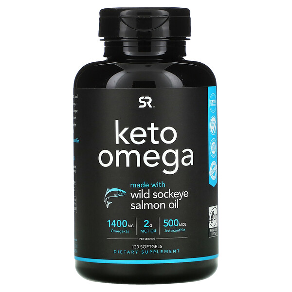 Sports Research, Keto Omega with Wild Sockeye Salmon Oil, 120 Softgels 1 Sports Research, Keto Omega with Wild Sockeye Salmon Oil, 120 Softgels