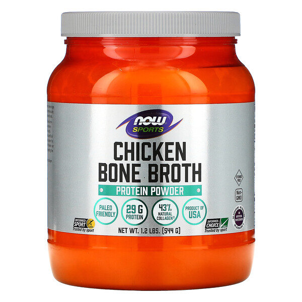 NOW Foods, Sports, Chicken Bone Broth Protein Powder, 1 NOW Foods, Sports, Chicken Bone Broth Protein Powder, 1.2 lbs (544 g)