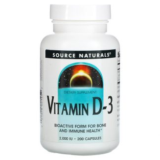 Source Naturals, Vitamin D-3, 2,000 IU, 200 Capsules