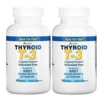 Absolute Nutrition, Thyroid T-3, Original Formula, 2 Bottles, 60 Capsules Each