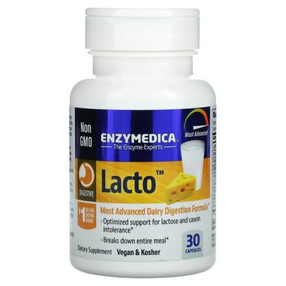 Enzymedica, Lacto, Most Advanced Dairy Digestion Formula, 30 Capsules