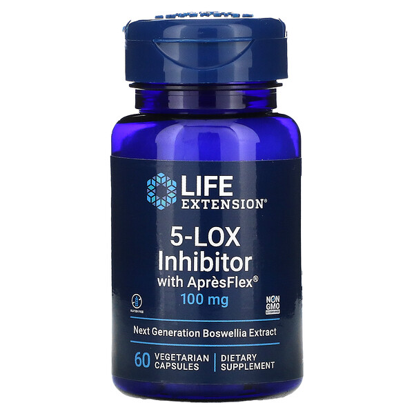 Life Extension, 5-LOX Inhibitor with ApresFlex, 100 mg, 60 Vegetarian Capsules 1 Life Extension, 5-LOX Inhibitor with ApresFlex, 100 mg, 60 Vegetarian Capsules