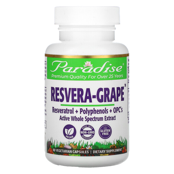 Paradise Herbs, Resvera-Grape, 60 Vegetarian Capsules 1 Paradise Herbs, Resvera-Grape, 60 Vegetarian Capsules