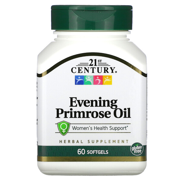 21st Century, Evening Primrose Oil, Women's Health Support, 60 Softgels 1 21st Century, Evening Primrose Oil, Women's Health Support, 60 Softgels