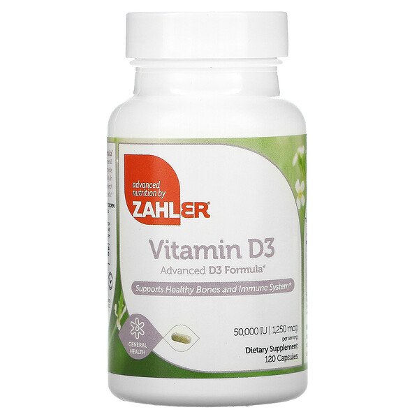 Zahler, Vitamin D3, 1,250 mcg (50,000 IU), 120 Capsules Singapore