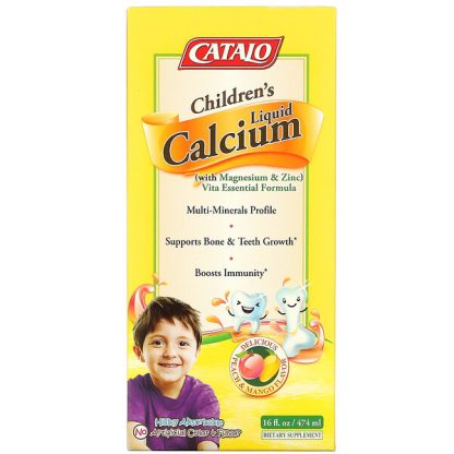Catalo Naturals, Children's Liquid Calcium with Magnesium & Zinc, Peach and Mango, 16 fl oz (474 ml)