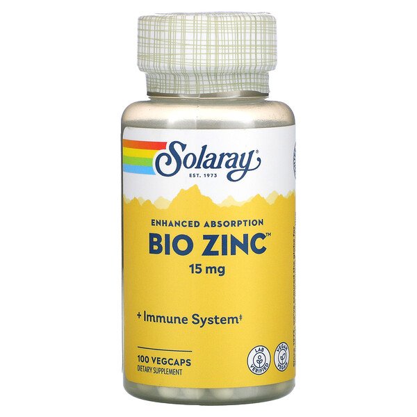 Solaray, Bio Zinc, 15 mg, 100 VegCaps 1 Solaray, Bio Zinc, 15 mg, 100 VegCaps