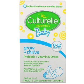 Culturelle, Probiotics, Baby, Grow + Thrive, Probiotics + Vitamin D Drops, 0-12 Months, 0.30 fl oz (9 ml)