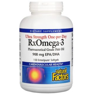 Natural Factors, Ultra Strength One Per Day RxOmega-3, 900 mg EPA/DHA, 150 Enteripure Softgels