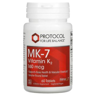 Protocol for Life Balance, MK-7 Vitamin K2, 160 mcg, 60 Tablets