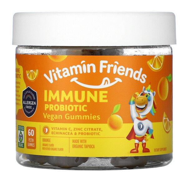Vitamin Friends, Immune Probiotic Vegan Gummies, Orange, 60 Pectin Gummies 1 Vitamin Friends, Immune Probiotic Vegan Gummies, Orange, 60 Pectin Gummies