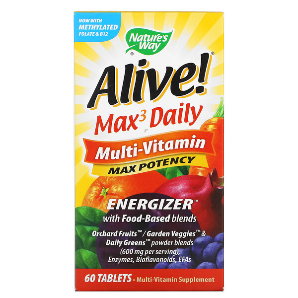 Nature's Way, Alive! Max3 Daily, Multi-Vitamin, 60 Tablets 1 Nature's Way, Alive! Max3 Daily, Multi-Vitamin, 60 Tablets