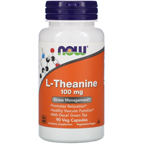 NOW Foods, L-Theanine, 100 mg, 90 Veg Capsules 1 NOW Foods, L-Theanine, 100 mg, 90 Veg Capsules