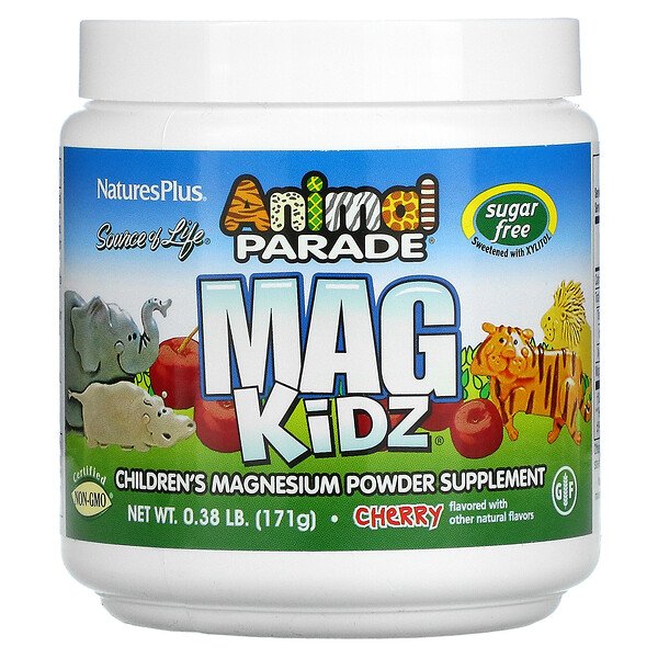 NaturesPlus, Source of Life, Animal Parade, Mag Kidz, Children's Magnesium, Cherry, 0 NaturesPlus, Source of Life, Animal Parade, Mag Kidz, Children's Magnesium, Cherry, 0.38 lb (171 g)