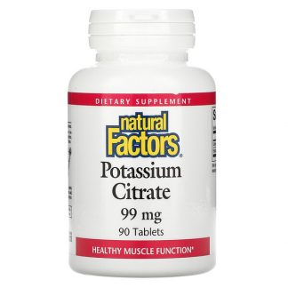 Natural Factors, Potassium Citrate, 99 mg, 90 Tablets
