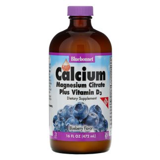 Bluebonnet Nutrition, Liquid Calcium Magnesium Citrate Plus Vitamin D3, Natural Blueberry Flavor, 16 fl oz (472 ml)