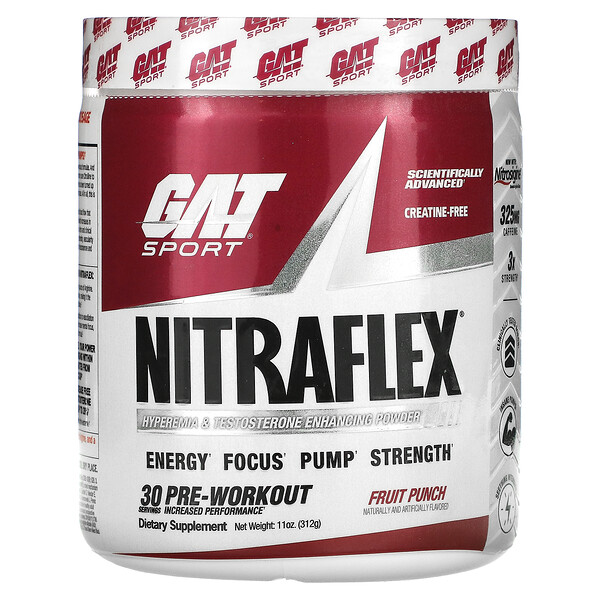 GAT, Sport, NITRAFLEX, Fruit Punch, 11 oz (312 g) 1 GAT, Sport, NITRAFLEX, Fruit Punch, 11 oz (312 g)