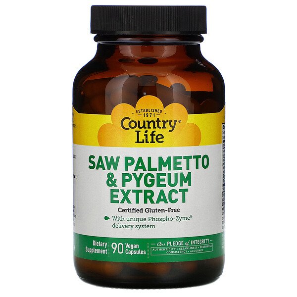 Country Life, Saw Palmetto & Pygeum Extract, 90 Vegan Capsules 1 Country Life, Saw Palmetto & Pygeum Extract, 90 Vegan Capsules