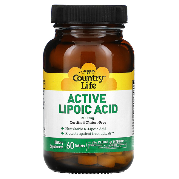 Country Life, Active Lipoic Acid, 300 mg, 60 Tablets 1 Country Life, Active Lipoic Acid, 300 mg, 60 Tablets