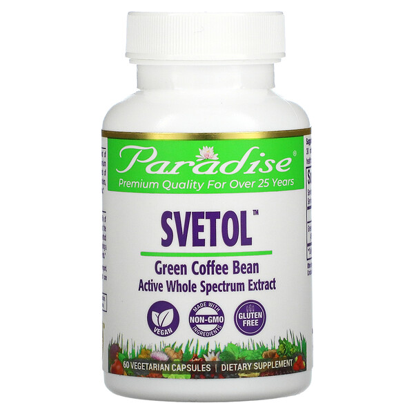 Paradise Herbs, Svetol, Green Coffee Bean, 60 Vegetarian Capsules 1 Paradise Herbs, Svetol, Green Coffee Bean, 60 Vegetarian Capsules