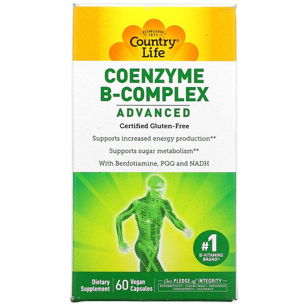 Country Life, Coenzyme B-Complex, Advanced, 60 Vegan Capsules 1 Country Life, Coenzyme B-Complex, Advanced, 60 Vegan Capsules
