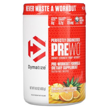 Dymatize Nutrition, Perfectly Engineered Pre WO, Pre-Workout Formula, Pineapple Orange Crush, 14.11 oz (400 g)
