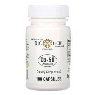 Bio Tech Pharmacal, D3-50, Cholecalciferol, 100 Capsules