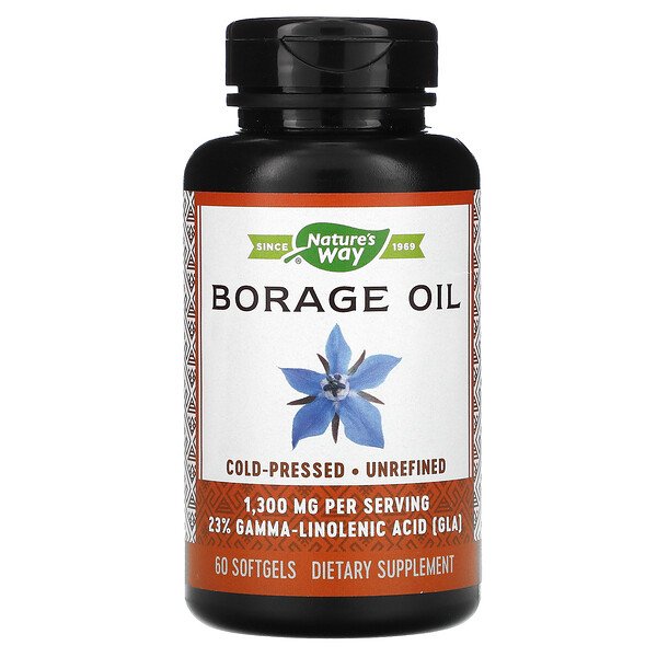 Nature's Way, Borage Oil, 1,300 mg, 60 Softgels 1 Nature's Way, Borage Oil, 1,300 mg, 60 Softgels