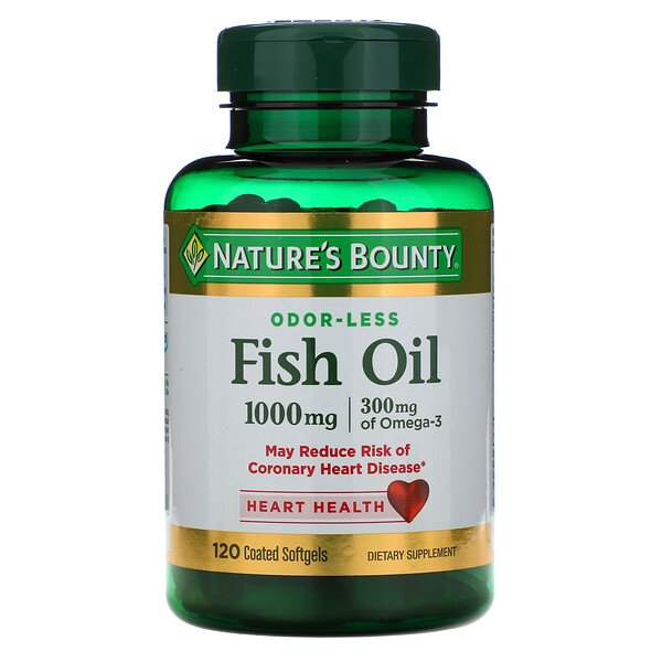 Nature's Bounty, Odorless Fish Oil, 1,000 mg, 120 Coated Softgels 1 Nature's Bounty, Odorless Fish Oil, 1,000 mg, 120 Coated Softgels