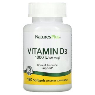 NaturesPlus, Vitamin D3, 25 mcg (1,000 IU), 180 Softgels