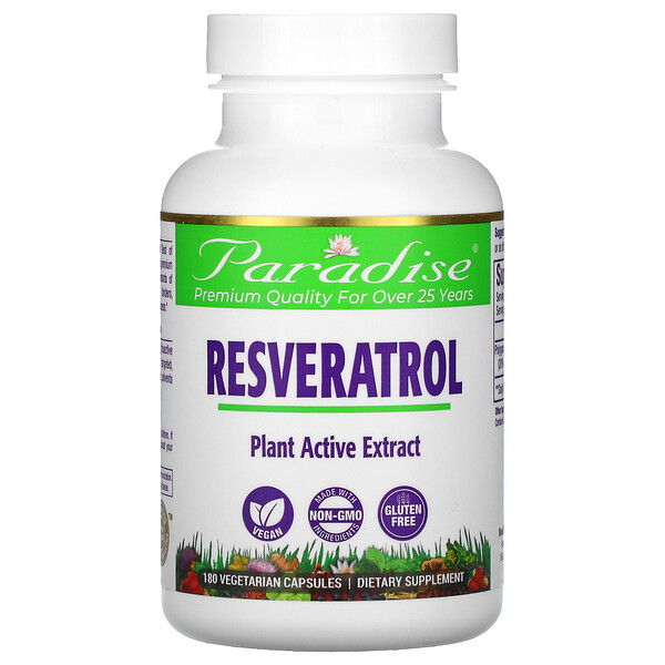 Paradise Herbs, Resveratrol, 180 Vegetarian Capsules 1 Paradise Herbs, Resveratrol, 180 Vegetarian Capsules