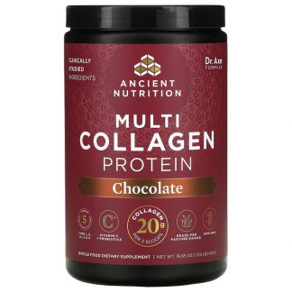 Dr. Axe / Ancient Nutrition, Multi Collagen Protein, Chocolate, 1.04 lb (472 g)